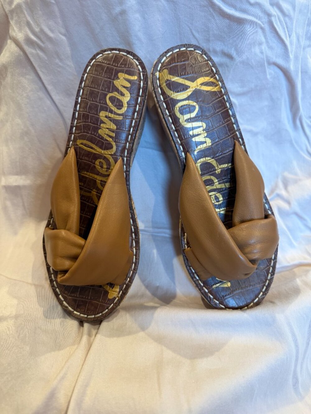 Sam Edelman Cognac Braided Strap Wedge Sandals - Size: 7.5